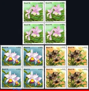 2597-99 BRAZIL 1996 WORLD ORCHID CONF., ORCHIDS, MI# 2714-16, FLOWERS, BLOCK MNH - Picture 1 of 2