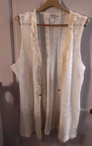 P O P White Crochet Sz L Beach Cover Up - Picture 1 of 4