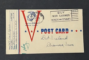 1943 MARINES SAN DIEGO CA CAMP MATTHEWS WWII SOLDIER LETTER PATRIOTIC POSTCARD ! - Picture 1 of 2