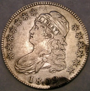 1809 MÜTZENBÜSTE SILBER HALF DOLLAR APPELLIN SELTEN HÖHERWERTIG OVERTON #111—R.2 - Bild 1 von 4