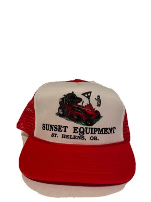 Chapéu caminhoneiro Snapback vintage anos 80 SUNSET EQUIPMENT trator St. Helens Oregon - Imagem 1 de 4
