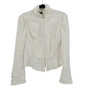 Zara Victorian Rival Bluse Blazer XL weiß Plissee Rüschen hoher Ausschnitt Band Style - Bild 1 von 13