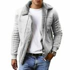 Men's Fleece Fur Lined Jacket Casual Warm Long Sleeve Coat Zip Up Outwear Winter