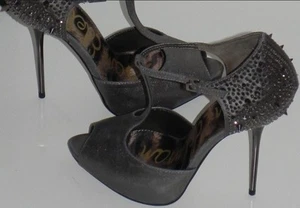 SAM EDELMAN SCARLETT SPIKE PEWTER CIPRIA LEATHER HEEL 6.5 - Picture 1 of 1
