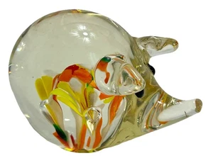Vintage Murano Style Glass Pig Figurine Hand Blown Paperweight Colorful - Picture 1 of 15