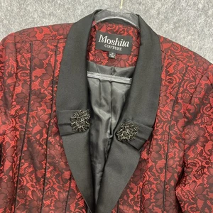 Moshita Couture Cocktail Party Jacket Womens 18 Red Black Floral Cruise Holiday - Picture 1 of 11