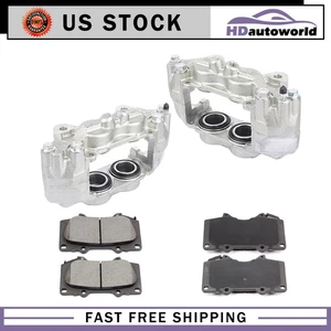 2x Front Brake Calipers 4x Ceramic Pads For 2003-09 Toyota 4Runner 05-17 Tacoma - Picture 1 of 8