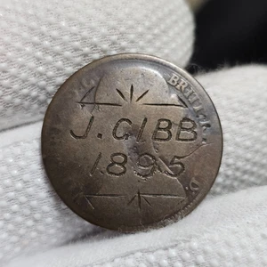 1861 One Penny UK J. GIBB 1895 Troubles Era Engraved Love Token - Picture 1 of 5