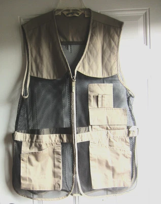 Shooting Vest Bob Allen Full Mesh Khaki Sz L/ XL Waist Adjust Hunting R or L han - Image 1 of 4