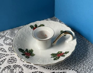 VTG Lefton Christmas Holly Berry Taper Candle Holder - Picture 1 of 5