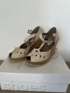 Beige Topshop Leather Wedges - Picture 1 of 6