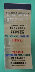 TRASSIT STYRIACIT MM-EXTRA PEGGAUER WEISS STUCKKALK MATCHBOOK COVER-AUSTRIA - Picture 1 of 3