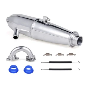 Aluminum Exhaust Muffler Pipe Tubing & Header for 1/8 Nitro Gas Engine RC Buggy - Picture 1 of 11