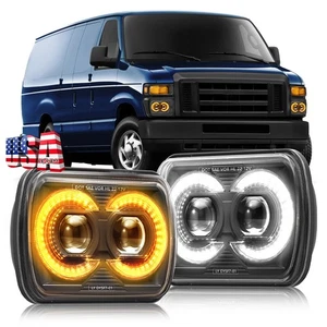 Upgrade 2PCS 7x6" LED Headlight Halo for Ford E-100 E-150 E-250 E-350 Econoline - Picture 1 of 12