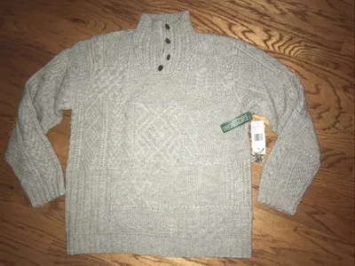Polo Ralph Lauren Tejido con Cable Lana Simulada Cuello Alto Suéter Cuello Botón, Nuevo con Etiquetas, Lg Foto 1 de 4