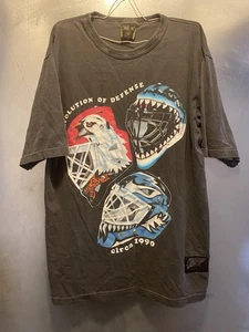 NHL Vintage Circa 1990 Equipo Cascos Evolución De Defensa Camisa Hockey RARA - Imagen 1 de 4