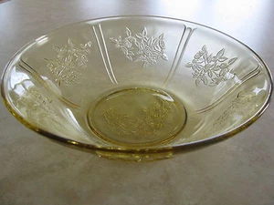 Ciotola di vetro vintage Federal Glass Co Sharon cavolo rosa giallo depressione BELLA! - Foto 1 di 1