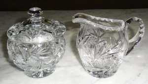 Cuencos de cristal grabado para crema y azucarero, vintage - Imagen 1 de 3