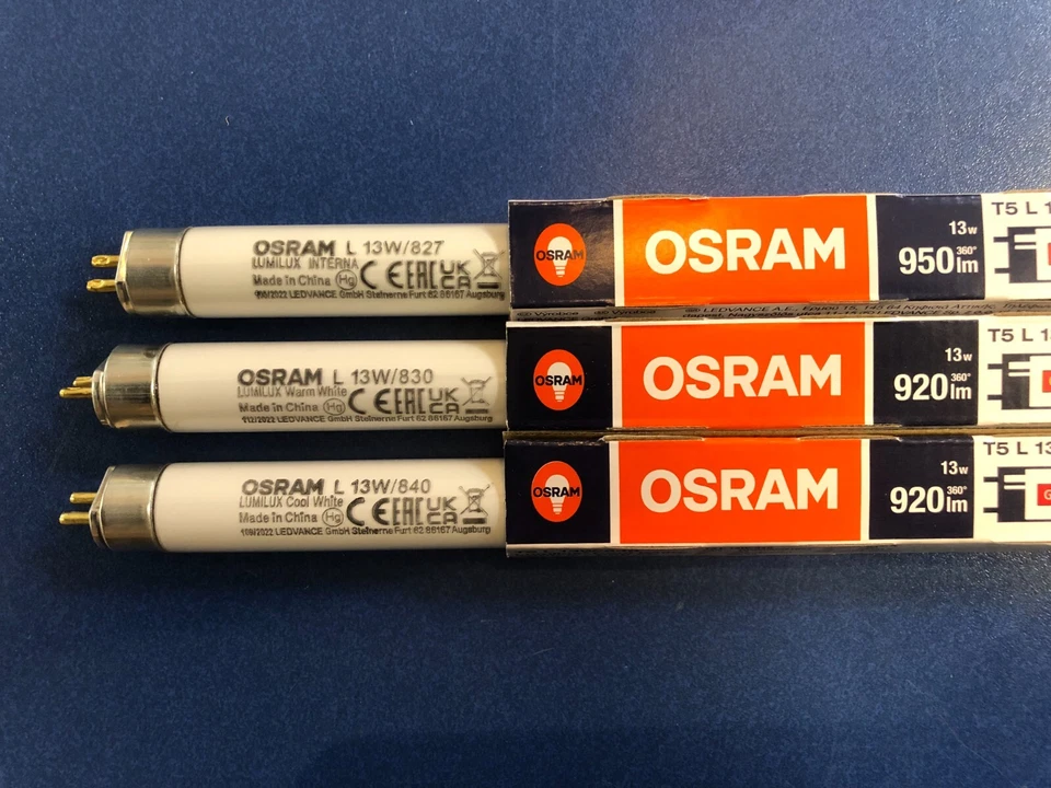 Osram fluorescent lamp tube T5 13W 827/830/840 16x517mm warm and cool white New - Image 1 of 2