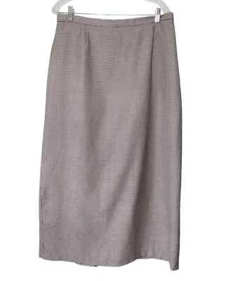 Briggs Houndstooth Straight Maxi Skirt Sz 18W Vtg Lined Slit Career Elastic USA - Imagem 1 de 4