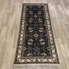 Yilong 2.5'x6' Great Handmade Silk Long Hallway Carpets Blue Rug Runner 237B