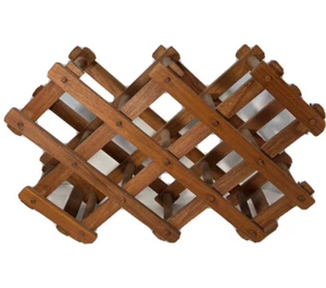 Vtg Goodwood Mid Century Modern Teak Wine Rack-26x17x7” Folding Accordion Style - Picture 1 of 5
