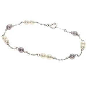 TASAKI Bracelet Freshwater Pearl Station Pearl K18 White Gold - Picture 1 of 5