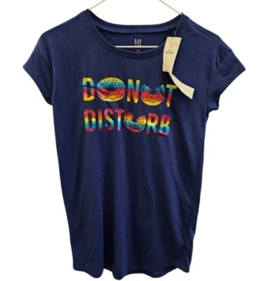 Gap Kids Graphic Sleep Shirt Donut Disturb Girls Size 8 NEW - Image 1 of 4