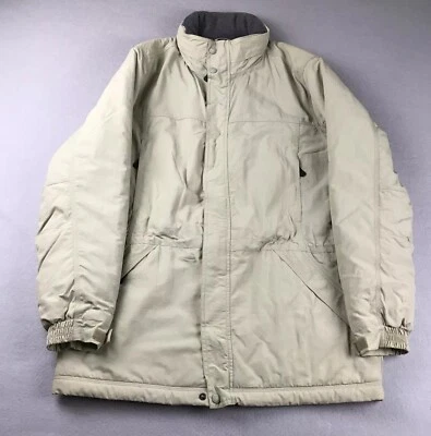 LL Bean Coat Mens Medium Beige Nylon Fleece Lined Full Zip Long Sleeves Jacket - Image 1 of 4