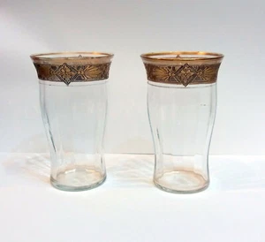 Tschechisch, Böhmisch 2 KRISTALL Gold vergoldet geschliffenes Paar Glas - Bild 1 von 10
