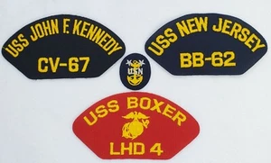 Lotto 4 toppe marina USS John F Kennedy New Jersey Boxer 5,75x3 NOS ferro su - Foto 1 di 5