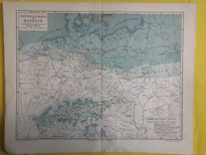 1895 ICE AGE EUROPE Vintage Geography Map Mountains ORIGINAL 11.5 x 9.5"- C12 - Picture 1 of 3