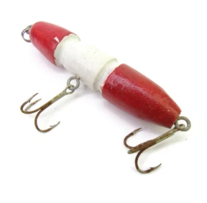 Vintage Homemade Primitive Wooden Red & White Fishing Lure FL7 - Picture 1 of 5