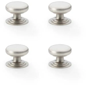 4er-Pack gestufter runder Türknopf Satin Nickel 32 mm klassische Küche Zuggriff - Bild 1 von 2