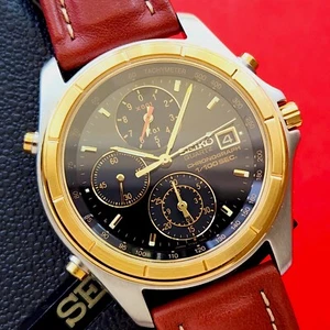 Seiko 1/100th Second Chronograph Watch Box & Band 7T52-7A09 Cal 7T52 For Repair - Picture 1 of 11