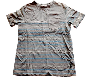 Gap Boys T-Shirt Gray Blue Stripe Short Sleeve Pocket Large 10 - Picture 1 of 14