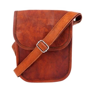 9" braune Ledertasche mit verstellbarem Schultergurt 2 Trennwände innen Reißverschluss - Bild 1 von 6