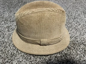Vintage Corduroy Fedora Hat Size M 7-7 1/8 Tan Brown Khaki - Picture 1 of 20