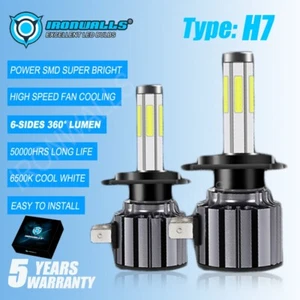 6sides LED Bulb H7 Headlight High Low Beam Conversion Kit Super Bright Plug&Play - Picture 1 of 12