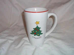 Fitz & Floyd Gourmet HAPPY HOLIDAYS Trees Tall Coffee Mug Cup - Picture 1 of 6