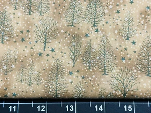 Tina Scrap 9"x21" Winter Tree Forest Woods Star Christmas Snow FABRIC COTTON - Picture 1 of 1