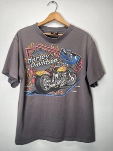 Vintage 90s Harley Davidson T-Shirt Distressed XL "Feel the Heat" Black Hills SD - Picture 1 of 4