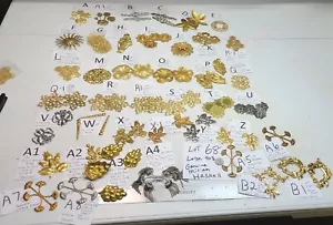 HUGE assort Vtg Miriam Haskell Large Flower Jewelry Design Stampings Findings 68 - Picture 1 of 51
