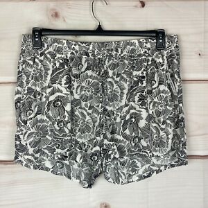Old Navy Floral Print Pull On Drawstring Womens Size XL Black White Soft Shorts