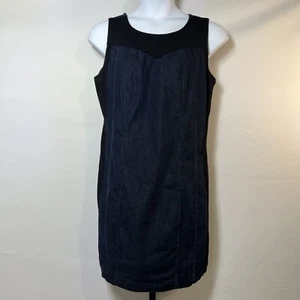 Lane Bryant Denim Dress Womens 16 Denim Sheath Scoop Stretch Sexy Color Block - Picture 1 of 11