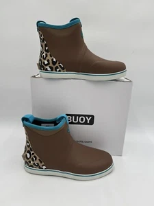 Buoy Womens Adult Short Rain Boot Brown Cheetah Waterproof Slip Resist Size 10 - Picture 1 of 11