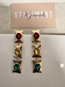 Crystal jewelry Drop Multi Colours Cute Statement Earrings Blogger exotic party - Picture 1 of 7