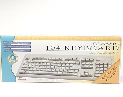 PC Concepts Classic 104 61595P Wired Keyboard  Windows 95 Hot Keys New in box - Image 1 of 3