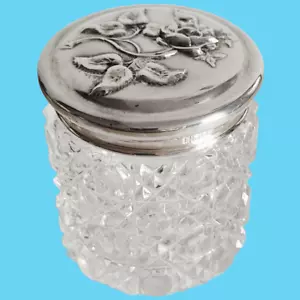 flacon pot sel de bain bouchon argent massif 1905 décor rose parfum - Picture 1 of 10