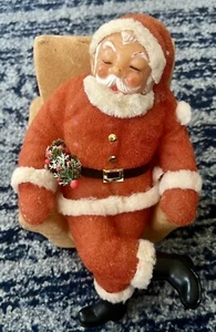 Flocked Santa Bank Enesco Hong Kong Vintage 1960's Blow Mold - RARE - Picture 1 of 9